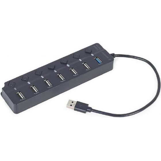 Gembird 7-Port Usb Hub (1XUSB3.1+6XUSB2.0) With Switches - (UHB-U3P1U2P6P-01)