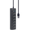 Gembird 7-Port Usb Hub (1XUSB3.1+6XUSB2.0) With Switches - (UHB-U3P1U2P6P-01)