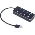 Gembird USB3.1 (GEN1) Powered 4-Port Hub With Switches - (UHB-U3P4P-01)