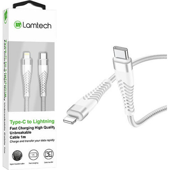 Lamtech Hq Unbreakable Cable TYPE-C To Lightning White 1M - (LAM112754)