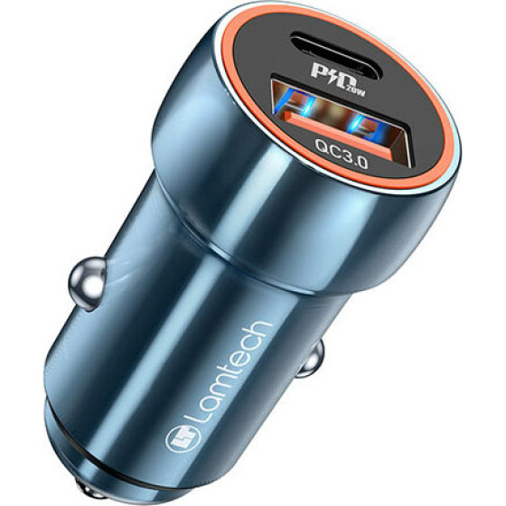 Lamtech Metal Car Charger QC3.0 & PD20W Saphire Blue - (LAM112679)