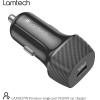 Lamtech Premium Fast IN-Car Charger TYPE-C PD20W Black - (LAM112778)