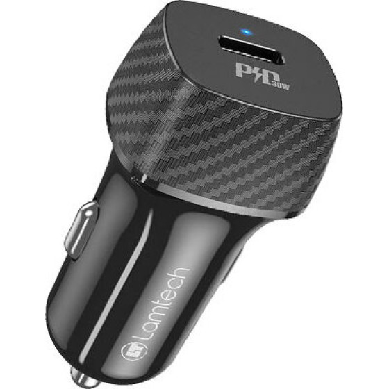 Lamtech Premium Fast IN-Car Charger TYPE-C PD30W Black - (LAM112792)