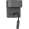 GloboStar Ibis �������� ��������� ������ - ������ ����������� Bed Side Led 10W 1100lm 36� & 360� Ac 220-240V - Reading Light & Up/Down Light - ��������� Usb 3A - �10 x �6.1 x �18cm - ������ ����� 4500K - ���� ������� - (61369)