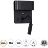 GloboStar Ibis �������� ��������� ������ - ������ ����������� Bed Side Led 10W 1100lm 36� & 360� Ac 220-240V - Reading Light & Up/Down Light - ��������� Usb 3A - �10 x �6.1 x �18cm - ������ ����� 4500K - ����� - (61367)