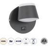 GloboStar Regency �������� ��������� ������ - ������ ����������� Bed Side Led 8W 920lm 120� Ac 220-240V - Reading Up/Down Light - ��������� Usb 3A - �12 x �12 x �13cm - ������ ����� 4500K - ���� ������� - (61375)