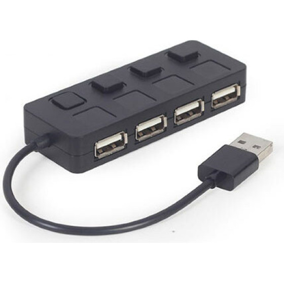 Gembird 4-Port Usb 2.0 Hub With Switches Black - (UHB-U2P4-05)
