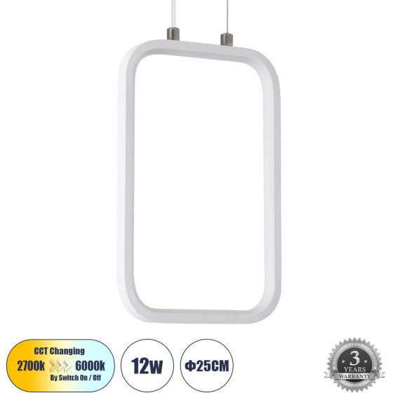 GloboStar Deroba �������� ��������� ������ Linear Design Led Cct 12W 1320lm 360� Ac 220-240V - �������� �������� ���� �������� On/Off All In One ����� 6000k+������ 4500k+����� 2700k �16 x �1.6 x �25.5cm - ����� - 3 Years Warranty - (61299)