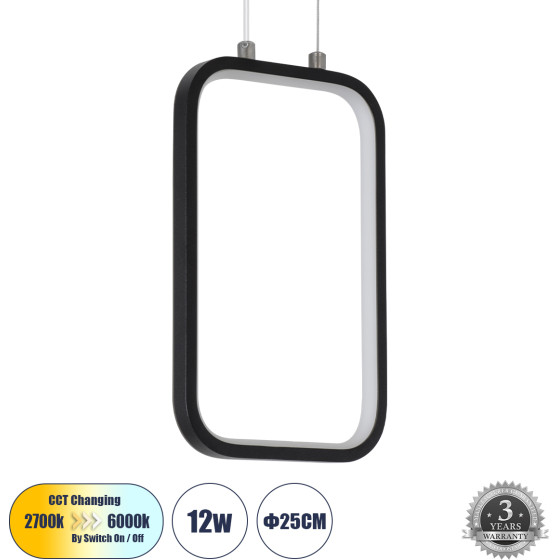 GloboStar Deroba �������� ��������� ������ Linear Design Led Cct 12W 1320lm 360� Ac 220-240V - �������� �������� ���� �������� On/Off All In One ����� 6000k+������ 4500k+����� 2700k �16 x �1.6 x �25.5cm - ����� - 3 Years Warranty - (61298)