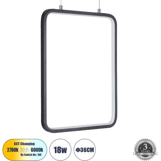 GloboStar Neroba �������� ��������� ������ Linear Design Led Cct 18W 1980lm 360� Ac 220-240V - �������� �������� ���� �������� On/Off All In One ����� 6000k+������ 4500k+����� 2700k �29 x �2 x �36cm - ����� - 3 Years Warranty - (61302)