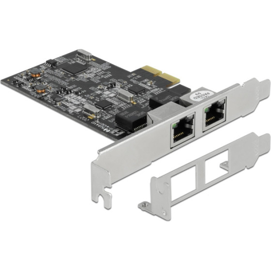 DeLock ����� ��������� Pcie x2 �� 2x RJ45 2.5 Gbps, Low Profile - (89530)