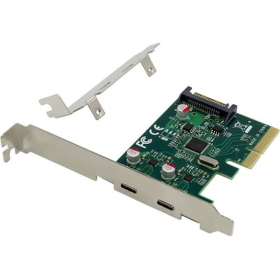 Powertech ����� ��������� Pcie �� 2x USB-C ASM1142 - (ST614)