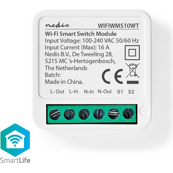 Nedis WIFIWMS10WT Smartlife Power Switch Wi-Fi Terminal Connection 3680W