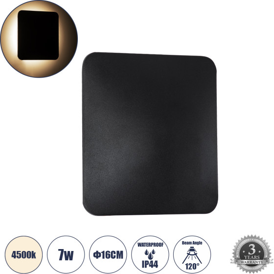 GloboStar HELIO-S ��������� ������ ������ �������������� �������� ���������� ����� Led 7W 840lm 120� x 360� Ac 220-240V ��������� IP65 �16 x �5 x �16cm - ������ ����� 4500K - ����� - ��������� - Bridgelux Chip - 3 Years Warranty - (60495)