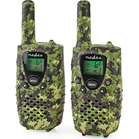 Nedis WLTK0810BK WALKIE-Talkie Set 2 Handsets Up To 8KM Frequency CHANNELS: 8 Ptt / Vox GREEN