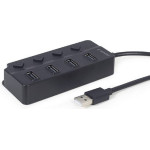 Gembird Usb 2.0 4-Port Hub With Switches Black - (UHB-U2P4P-01)