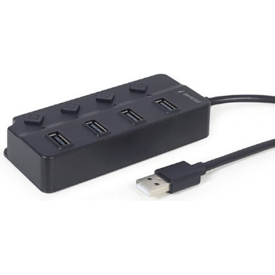 Gembird Usb 2.0 4-Port Hub With Switches Black - (UHB-U2P4P-01)