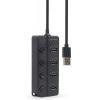 Gembird Usb 2.0 4-Port Hub With Switches Black - (UHB-U2P4P-01)