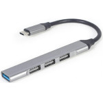 Gembird Usb TYPE-C 4-Port Usb Hub (USB3X1 - USB2X3 PORTS) Silver - (UHB-CM-U3P1U2P3-02)