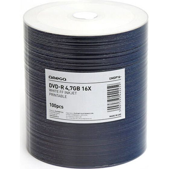 Omega DVD-R 4.7GB 16X Ff White Inkjet Printable 100PCs - (OM44245)