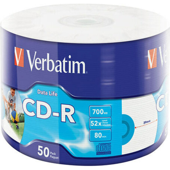 Verbatim CD-R 700MB Printable 52X Data Life 50PCs - (VER43794)