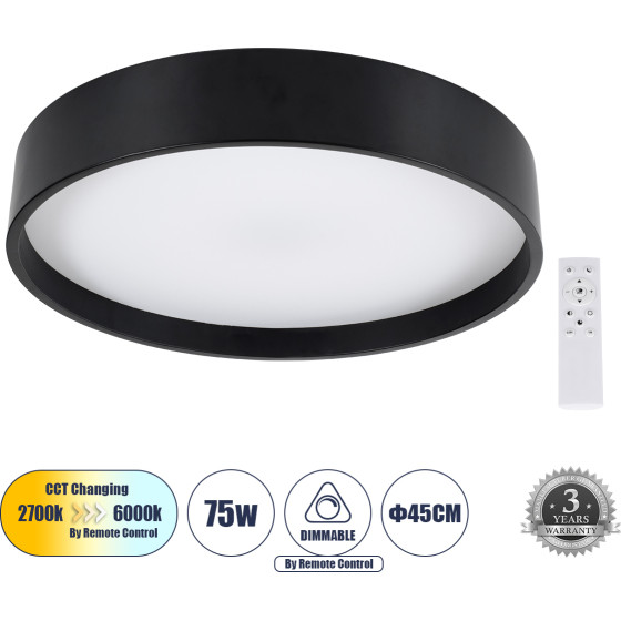 GloboStar NARNIA ���������� ������ LED CCT 75W 8625lm 120� AC 220-240V - �������� �������� ���� ���������������� All In One ����� 6000k+������ 4500k+����� 2700k Dimmable �45 x �8cm - ����� - 3 Years Warranty - (61257)