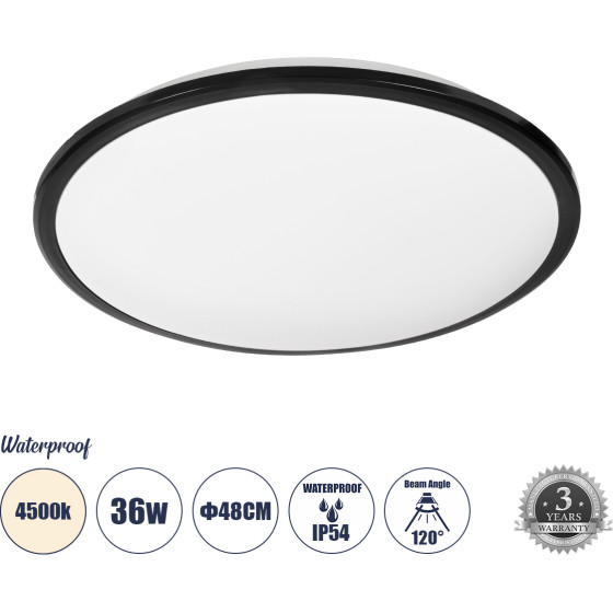 GloboStar Tuffin ���������� ������ Led 36W 3960lm 120� Ac 220-240V ��������� IP54 �48 x �6.5cm ������ ����� 4500K - ����� - Bridgelux Chips - 3 Years Warranty - (60999)
