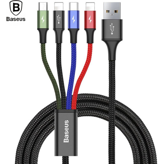 Baseus Rapid Braided Usb To 2x Lightning / Type-C / Micro Usb Cable ��������� 1.2m - (CA1T4-A01)