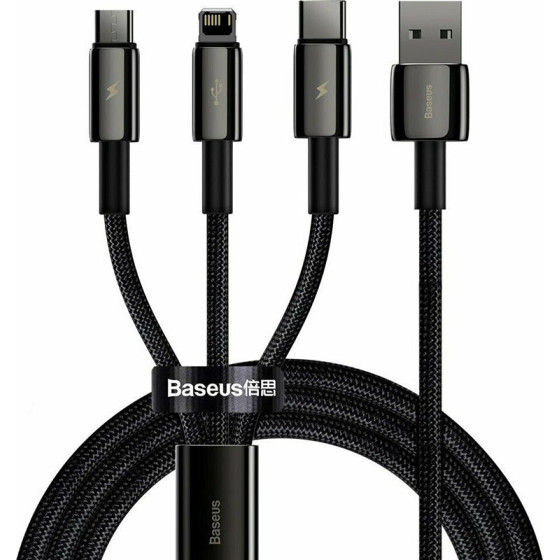 Baseus Tungsten Gold Braided Usb To Type-C / Lightning / Micro Usb Cable 3.5A ����� 1.5m - (CAMLTWJ-01)