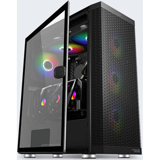 Armaggeddon Gaming Pc Case Tessaraxx Apex 8 Air E-Atx Mesh Design Front Panel Black - (APEX8AIRB)