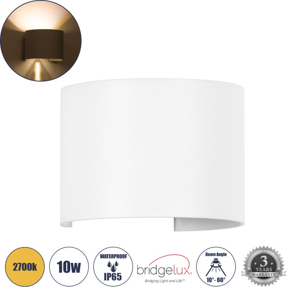 GloboStar AXIS-R ������ �������������� �������� ����������/���������� ����� Up & Down Led 10W 1150lm 10 ��� 60� Ac 220-240V ��������� IP65 �10 x �10 x �10cm - ����� ����� 2700K - ����� - Bridgelux Chip - 3 Years Warranty - (60635)
