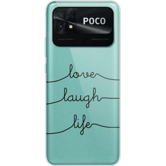 iNOS ���� Tpu Xiaomi Poco C40 Art Theme Love-Laugh-Life - (5205598162672)