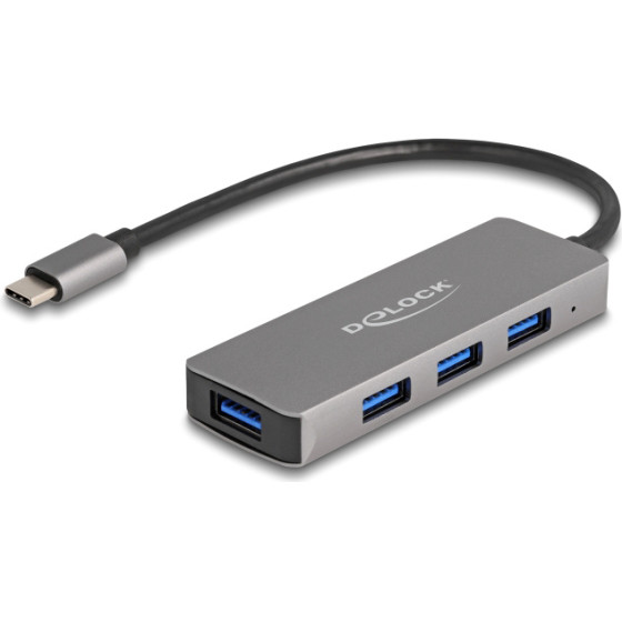 DeLock USB-C Hub 4x Usb 3.2 Gen 1 �����, 5Gbps, ���� - (63173)