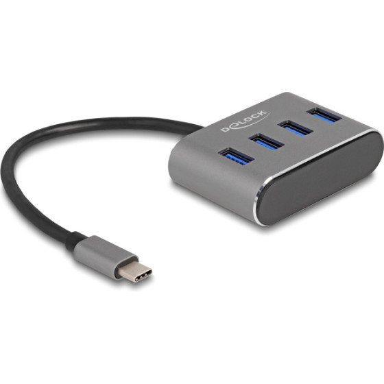 DeLock USB-C Hub 4x Usb 3.2 Gen 1 �����, 5Gbps, ���� - (63223)