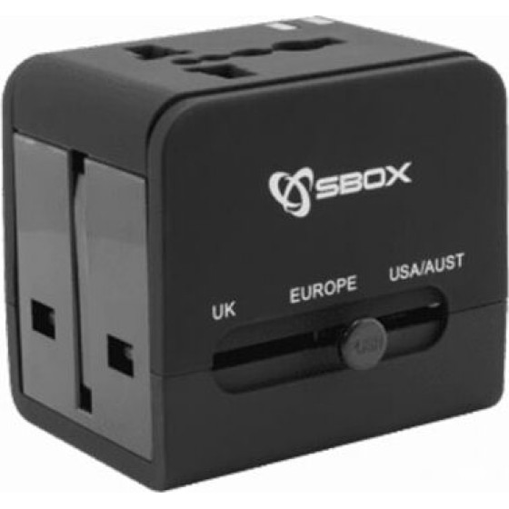 Sbox Universal Travel Adapter & Usb Charger - (TA-23)