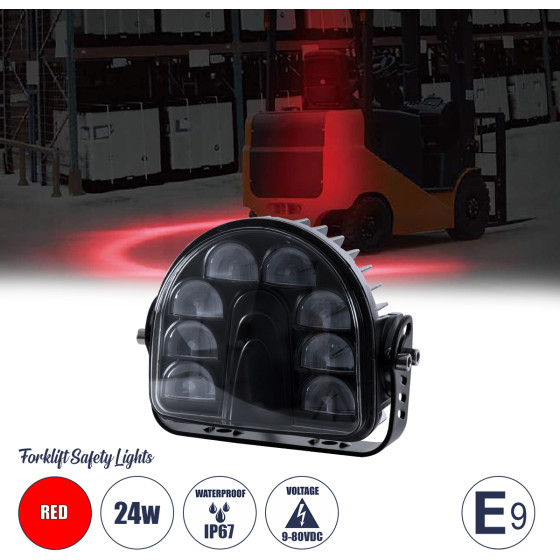 GloboStar E9 Mark Forklift Safety Lights - ���� �������������� & ������������ ��������� ��� ���������� - ����� Led 24W Dc 9-80V ��������� IP67 ������� �14 x �14.5 x �6cm - (85423)