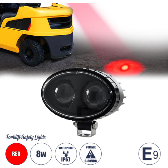 GloboStar E9 Mark Forklift Safety Lights - ���� �������������� & ������������ ��������� ��� ���������� - ����� Led 8W Dc 9-80V ��������� IP67 ������� �14.5 x �11.5 x �8cm - (85424)