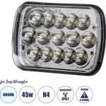 GloboStar ������ Jeep Wrangler ������� �������� H4 H/L Led Cree Cxb Cob 45W 4500lm Dc 9-80V ��������� IP67 ����� ����� 6000K �17 x �11 x �5.5cm - (85421)