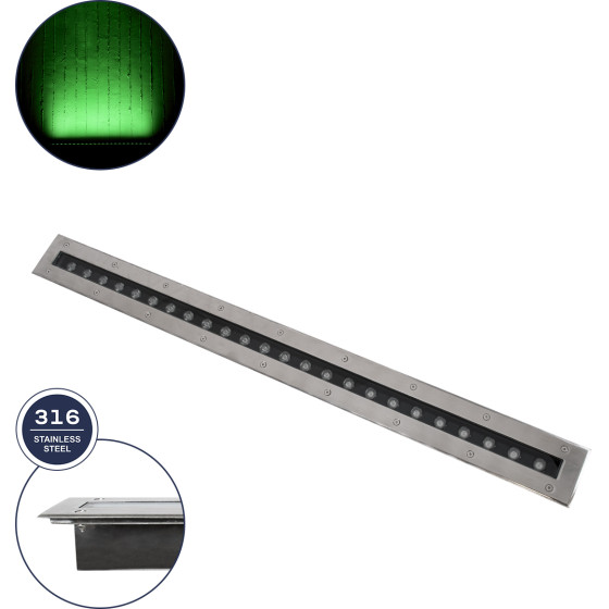 GloboStar UNDERGROUND-Remvi ������� ��������� Wall Washer ������� Led 18W 1440lm 10� Dc 24V ��������� IP68 L100 x W9 x H7.2cm ������� - ���������� ������ - 3 Years Warranty - (90194-G)