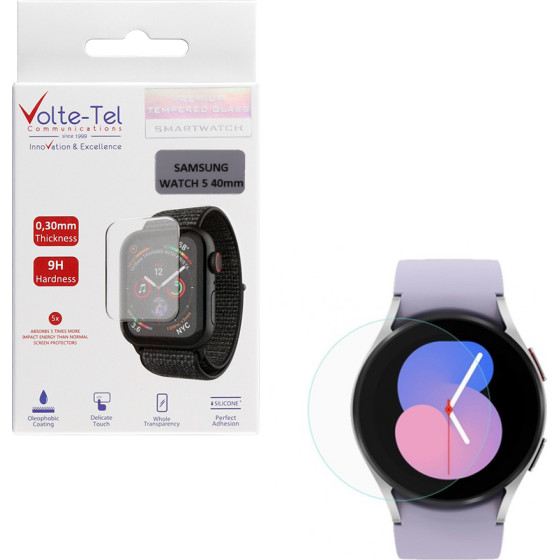 Volte-Tel Tempered Glass Samsung Watch 5 40mm R900/R905 1.20'' 9H 0.30mm 2.5D Full Glue Full COVER - (5205308326943)