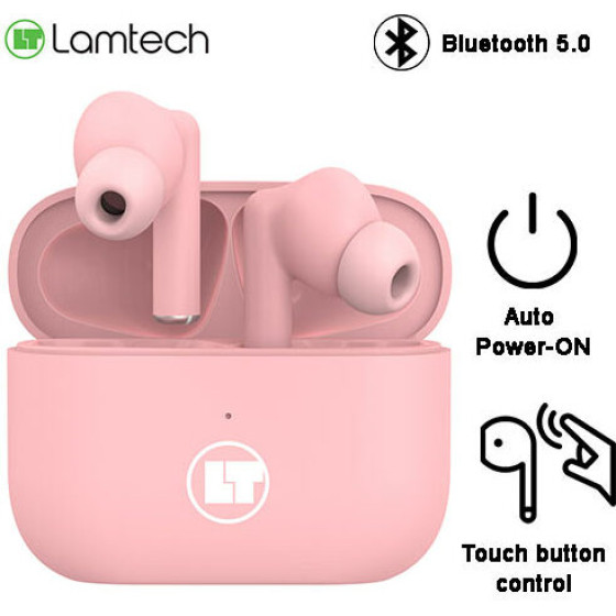 Lamtech Bluetooth 5.0 Tws Earphones With Charging Dock Pink - (LAM112839) - (5202021112839)
