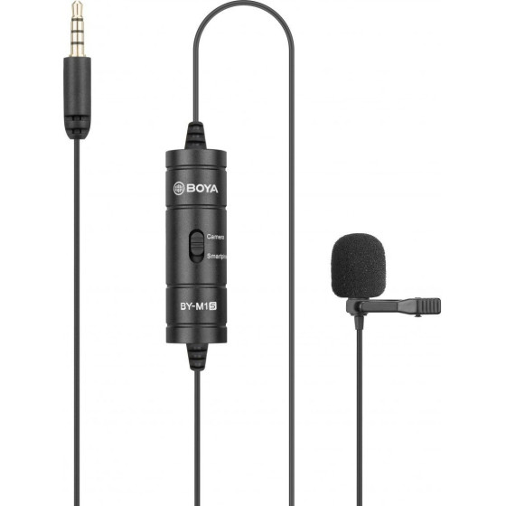 BOYA (M1 Smart) wired mic Universal Lavalier Microphone 3.5mm for phone, laptop, camera - (BY-M1S)