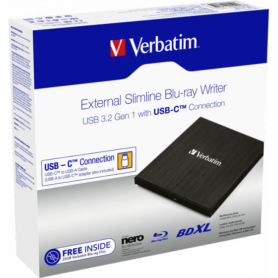 Verbatim ��������� Blu-Ray Writer Drive Usb 3.1 ����� - (43889)