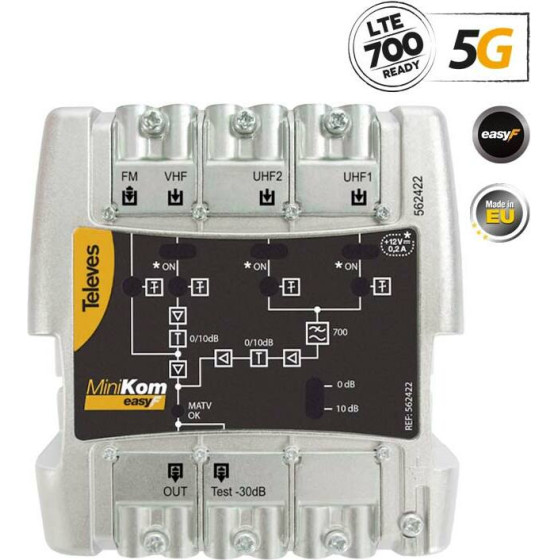 Televes 562422 Minikom �����. ��������� Easy-F 5G Lte 116dBuv FM/V/2xU