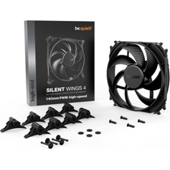 Bequiet Fan Silent Wings 4 140MM Pwm HIGH-Speed 1900RPM, 78,4CFM/133,2M3/H, 29,3 dB, Lifespan 300000h, BLACK, 5YW. - (BL097)