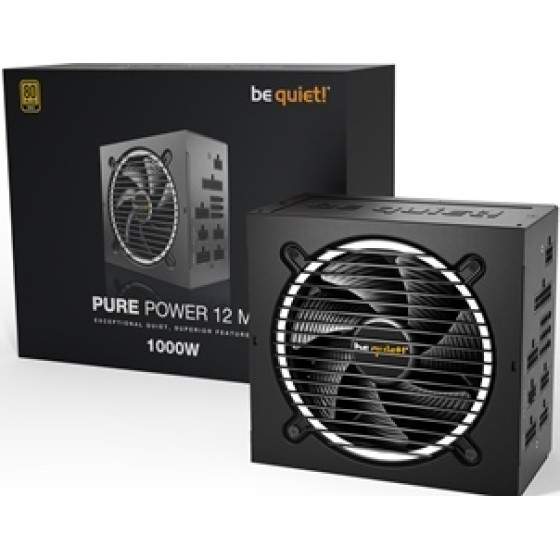Bequiet Psu Pure Power 12 M 1000W Gold CERTIFIED, Modular CABLES, Silent Optimized 12CM FAN, 10YW - (BN345)