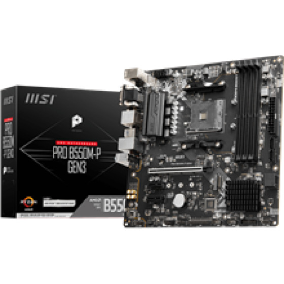 MSI Mb Pro B550M-P GEN3, Socket Amd AM4, Cs Amd B550, 4 Dimm Sockets DDR4, VGA/DVI-D/HDMI, Lan 1G, MICRO-ATX, 3YW. - (911-7D95-002)