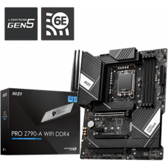 MSI Mb Pro Z790-A Wifi DDR4, Socket Intel LGA1700 13th/12th GEN, Cs Intel Z790, 4 Dimm Sockets DDR4, DP/HDMI, Lan Intel 2.5G, WIFI, ATX, 3YW. - (911-7E07-001)