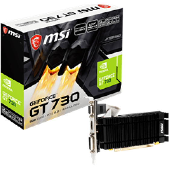 MSI Vga PCI-E Nvidia Gf Gt 730 (N730K-2GD3H/LPV1), 2GB/64BIt DDR3, 15PIn DSUB/Dl DVI-D/HDMI, 1 Slot HEATSINK, 3YW. - (912-V809-4028)