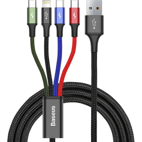 Baseus Braided Usb To Lightning / 2x Type-C / Micro Usb Cable ��������� 1.2m - (CA1T4-B01)